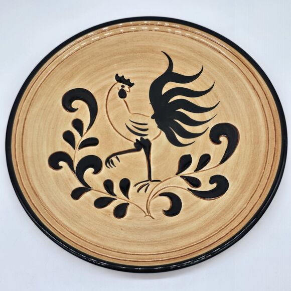 Vintage Pennsbury Pottery Set of 2 Black Rooster 10" Dinner Plates - Picture 5 of 6